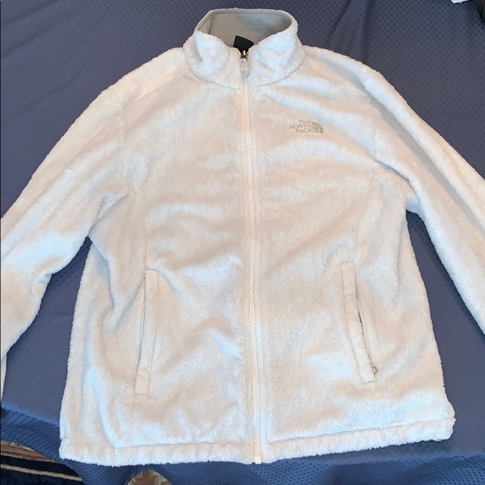 North face white zip up jacket